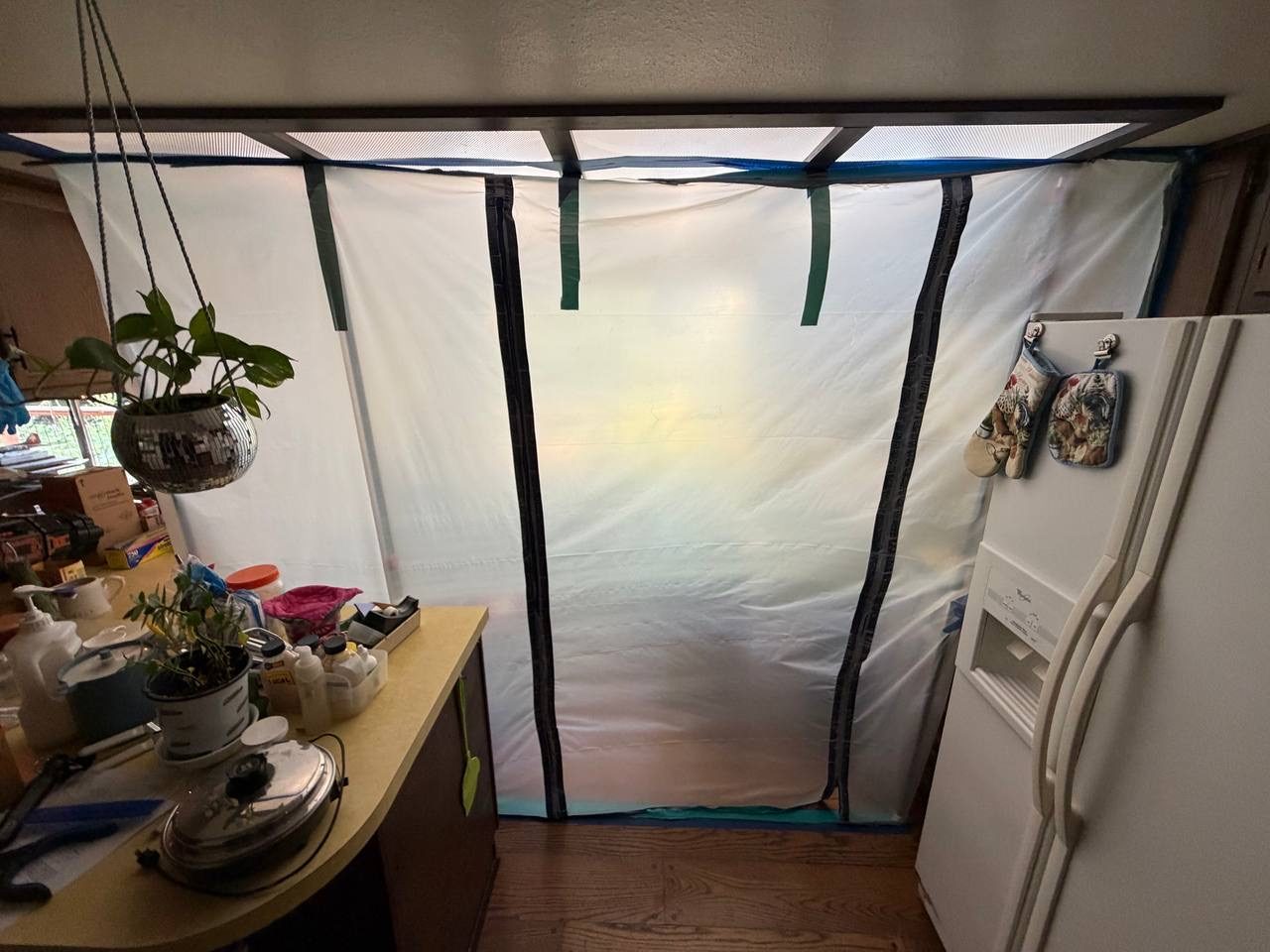 Containment barrier installed to protect the rest of the home